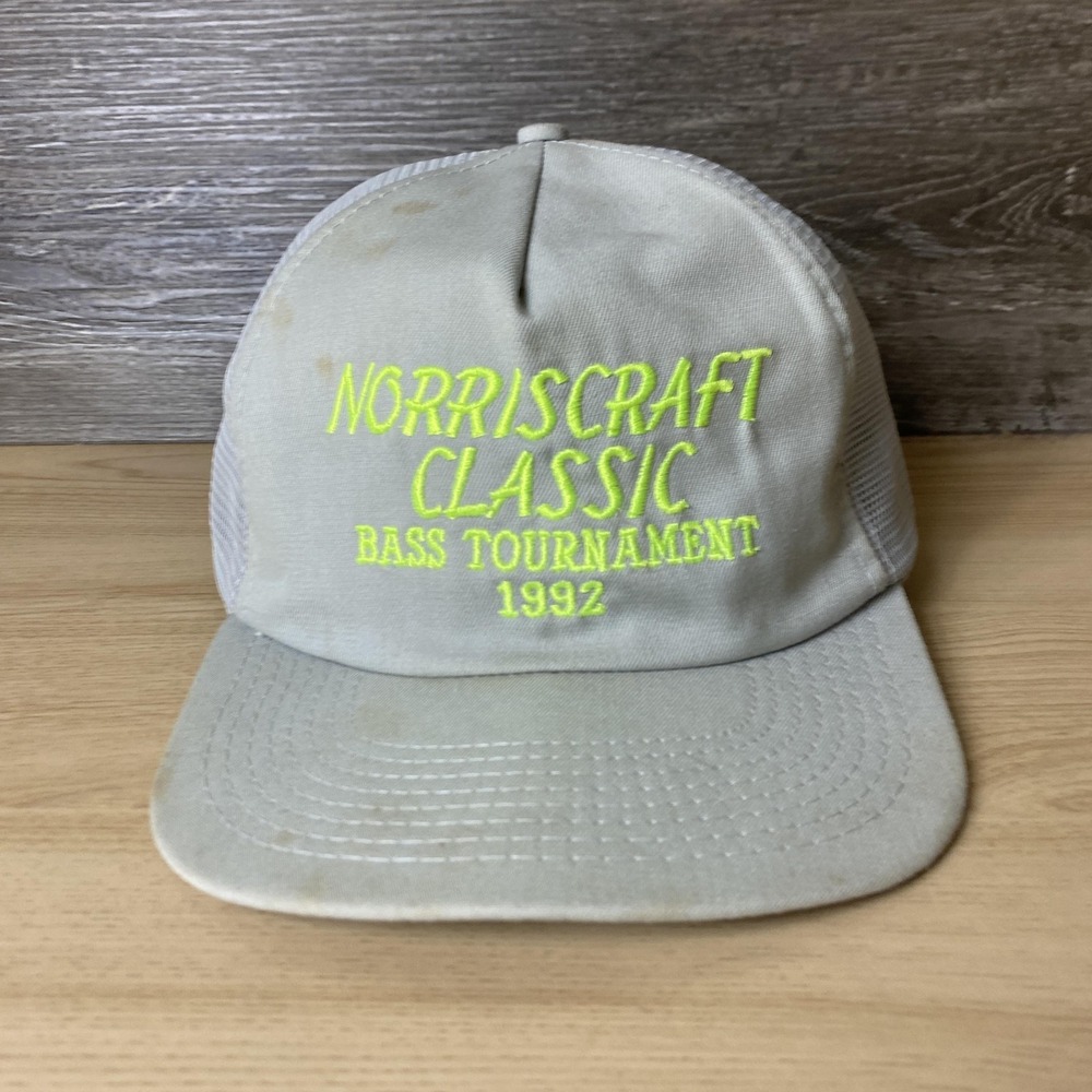 Vintage Norriscraft Classic Hat Cap Snap Back Gray Mesh Trucker Fishing Mens 90s